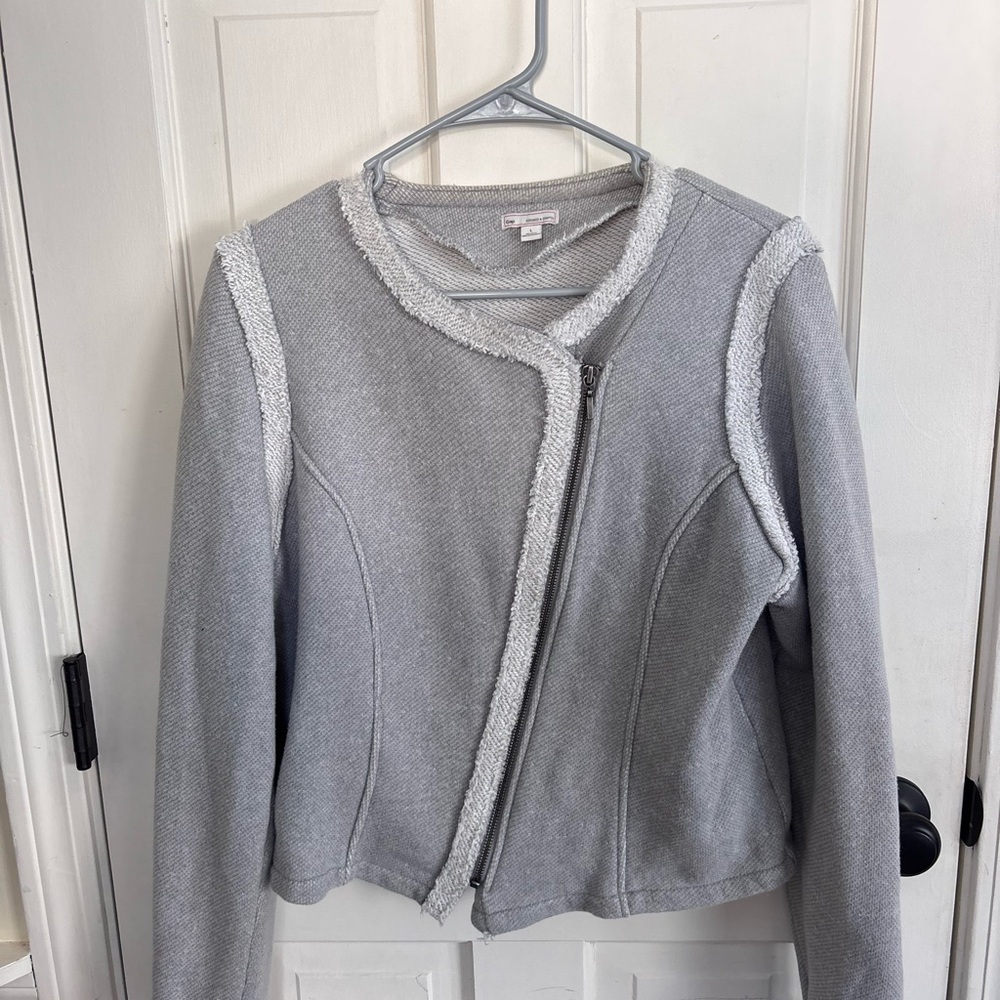 Gap Chic Gray Women's Blazer with Textured Trim L